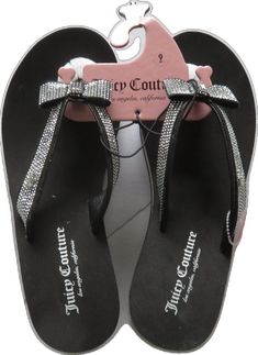 Party Silver Synthetic Flip Flops, Silver Rhinestone Flip Flops, Rhinestone Synthetic Flip Flops For Party, Party Flip Flops With Rhinestones, Silver Rhinestone Party Flip Flops, Juicy Couture Shoes, Couture Shoes, Juicy Couture Black, Ukelele