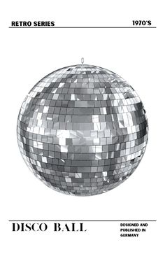 the disco ball is shown in black and white