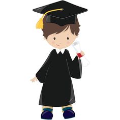 a boy in graduation cap and gown holding a diploma