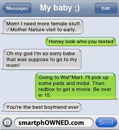 two texts from mom and dad to their baby