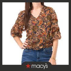 out of stock Fall Paisley Print V-neck Blouse, Fall V-neck Blouse With Paisley Print, Printed 3/4 Sleeve Blouse For Fall, Trendy Long Sleeve Tops With Paisley Print, Trendy Long Sleeve Blouse With Paisley Print, Casual Paisley Print Tops For Fall, Patterned 3/4 Sleeve Tops For Fall, Fall Patterned Short Sleeve Blouse, Casual Fitted Paisley Print Blouse