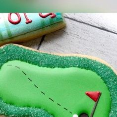 decorated cookies with the shape of a golf course