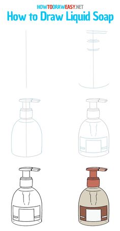 how to draw liquid soap bottles