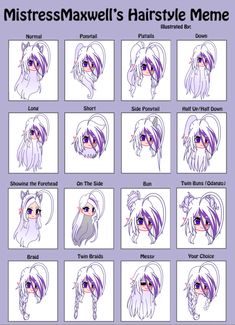 an anime character's hairstyle guide for the female avatars in this video game