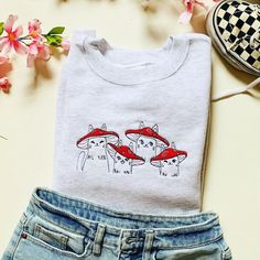 Hey, I found this really awesome Etsy listing at https://www.etsy.com/listing/1049300216/mushroom-cats-embroidered-crewneck Crewneck Embroidery, Embroidery Tshirt, Embroidery Shop, Embroidered Crewneck, Fashion Icons, Embroidered Clothes, Personalized Gifts For Her, Embroidered Sweatshirt, Custom Sweatshirts