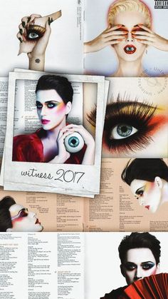 an image of a woman with makeup and eyeliners on the pages of a magazine