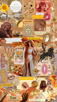 a collage of various images with different colors and shapes, including an image of a woman