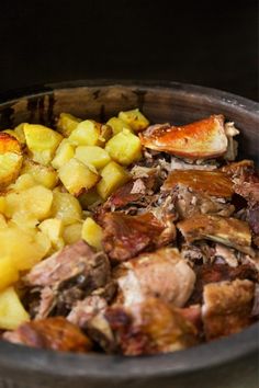 the food is prepared and ready to be eaten in the pot on the stove top