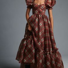 Purchased From Anthropology For Christmas Photos But Got Pregnant And It Did Not Fit. Never Worn. Beautiful. Sold Out Selkie Dress, Christmas Party Outfits, The Ritz, Red Fits, Clothing Design, Red And Black Plaid, Cozy Fashion, Christmas Dress, Plaid Dress