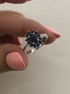 On Promo Sale! It is Stunning Sterling Silver 925 Ring with central 1.89CT natural Diffused Sapphire. The sapphire is Natural, not Created!! We also have matching earrings. Please look in the Earrings section:) Sapphire size 5*7 mm Side Stones are Blue CZ Will come in a Gift Box I'll be happy to answer any questions:) Classic Sapphire Cluster Ring, Classic Cluster Sapphire Promise Ring, Silver Lab-created Sapphire Ring With Halo Design, Sterling Silver Sapphire Cluster Ring For Formal Occasions, Formal Sterling Silver Cluster Sapphire Ring, Formal Sterling Silver Sapphire Cluster Ring, Formal Cluster Sapphire Ring In Sterling Silver, Blue Sterling Silver Cluster Ring With Accent Stones, Cluster Sapphire Ring Fine Jewelry