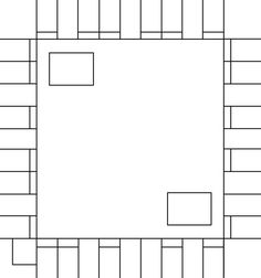 a black and white image of a floor plan with squares, rectangles and square shapes