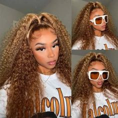 Product Name Klaiyi 13x4 Pre-Everything Honey Blonde Highlight Jerry Curly Put On and Go Wig Human Hair Lace Frontal Wig Hair Material 100% Virgin Human Hair Wig Hair Grade Virgin Hair, Jerry Curly Hair, Bleach/Dye Friendly Density 150% Hair Color Honey Blonde Hair Length 14 Inch-24 Inch Circumference Average Size, 22.5 Inch Lace Wig Type 13x4 Pre-everything Wig,Pre-Cut,Pre Plucked,Pre Bleached Knots,Pre Styled Baby Hair,Pre Ear Tab Tape Processing Time Ship The Order Within 24 Hours After Order Blonde Curly Wig Black Women, Curly Hair Frontal Styles, Honey Blonde Curly Wig, Aesthetic Wigs, Beyonce Concert, Honey Blond, Wigs Curly, Colored Weave, Highlight Color