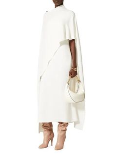 Valentino Garavani Cady Couture Midi Dress - Ivory | Editorialist Grey Midi Dress, Designer Drapes, Midi Cocktail Dress, Full Look, Dress Home, Pink Midi Dress, Asymmetrical Design, White Midi Dress, White Silk