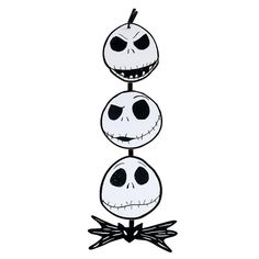 three jack skellings are stacked on top of each other with eyes and mouths