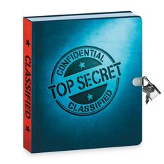 a book with the words top secret on it and a padlock attached to it