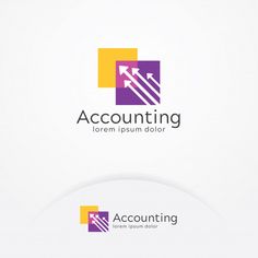 the logo for an accounting company is shown in purple, yellow and orange colors