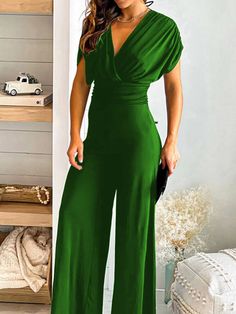 size chart Shoulder Width (cm) US Size Waist Size(cm) Length(cm) Hip Size(cm) S - 4-6 63 - 91 M - 8-10 68 - 96 L - 12-14 73 - 101 XL - 16-18 81 - 109 XXL - - - - - 3XL - - - - - "Size measured by ourselves, sometimes has some errors, but always within 3cm." “If you have any questions about the size, please contact meâ€?/span> Slim Jumpsuit, Long Pant Jumpsuit, Solid Jumpsuit, Short Sleeve Romper, Jumpsuits And Romper, Jumpsuit With Sleeves, Casual Jumpsuit, Jumpsuit Fashion, Sleeved Romper