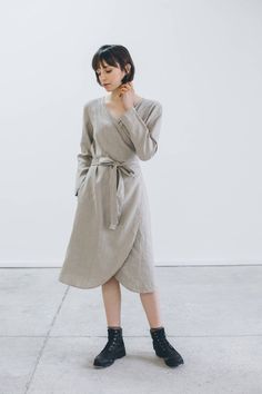 Maternity dress / Wrap linen dress / Oversized linen dress / | Etsy Spring Linen Dress For Daywear, Flax Linen Ramie Dress For Spring, Spring Daywear Linen Dress, Elegant Spring Ramie Dresses, Spring Flax Ramie Linen Dress, Long Sleeve Flax Linen Dress, Long Sleeve Linen Dress In Natural Color, Long Sleeve Linen Dress In Flax Color, Flax Linen Long Sleeve Dress