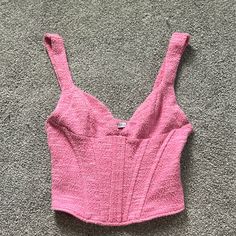 Never Worn, Bought In Europe. I’m An Xs In Most Things But 32c In Bra And This Fits Pretty Nicely. Super Barbie X Politician Zara Pink Corset, Pink Corset Top, Sequin Halter Top, Zara Tank Top, Pink Corset, Halter Tank Top, Blouse Tank Top, Sleeveless Tee, Sleeveless Bodysuit