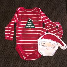 Washed But Never Worn. My First Christmas Long Sleeve Onesie And Santa Bib. So Cute! No Stains Or Rips. Comes From A Smoke Free Home. First Christmas Onesie, Christmas Onesie, My First Christmas, Bib Set, Long Sleeve Onesie, First Christmas, So Cute, Onesies, Kids Shop