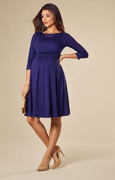 Cathy Maternity Dress Short Eclipse Blue - Maternity Wedding Dresses, Evening Wear and Party Clothes by Tiffany Rose US Maternity Dress With 3/4 Sleeves, Blue Knee-length Maternity Dress, Maternity Wedding Dresses, Maternity Wedding, Tiffany Rose, Modern Clothes, Pregnant Wedding Dress, Party Clothes, Dress Shapes