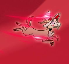 a pink and red background with a cartoon character