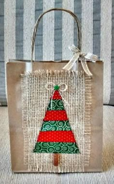 a small bag with a christmas tree on it