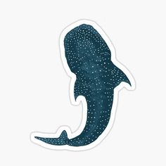 a blue whale sticker with white dots on it's body and the tail