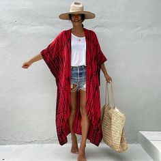 Color: red kimono beach, Size: One Size Beach Wardrobe, Coverup Swimsuit, Red Kimono, Beach Tunic, Beach Kimono, Black Kimono, Beach Wear Outfits, Beach Cover Ups, Saint John