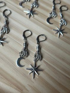 These handmade earrings are special and unique, the hands that grab the moon and stars are the perfect gift for someone who loves space and the night sky!  Handmade in Indiana, USA Witchy Accessories, Whimsigoth Aesthetic, Jewelry Star, Star And Moon, Witchy Fashion, Aesthetic Jewelry, Accessories Unique, Stars And Moon, Night Sky