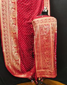 Type: Saree Saree Color: Cherry Red Blouse Color: Matching Saree Length: 6.3 Mtrs (With Blouse) Blouse Length: 0.80 Mtr Fabric: Silk Work: Weaving Care Instruction: Hand Wash Product Code: 11477 Red Bandhani Saree, Red Blouses