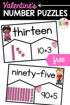 valentine's number puzzles for kids to practice counting