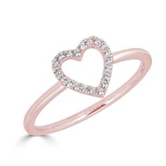 14KT Rose, White, or Yellow Gold .10 CTW Round Brilliant Diamond Open Heart Ring. Open Heart Ring, Open Heart, Brilliant Diamond, 14kt Gold, Round Brilliant, Rose Gold Ring, Or Rose, Gift Guide, Gold Diamond