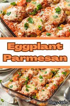 an eggplant parmesan casserole with cheese and vegetables in it