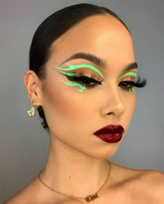 Colorful Graphic Liner, Uv Makeup, Circus Makeup, Neon Makeup, Makeup Face Charts, Face Art Makeup, Makeup Aesthetic