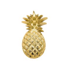 a gold pineapple brooch on a white background