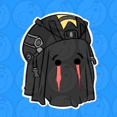 a black backpack with red eyes on it's face and the bottom part of its head