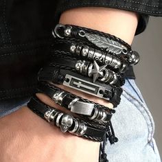 6pc Black Leather Cuff Bracelet Wrist Rock Edgy Goth Grunge Punk Brand New In Original Package No Price Tags Attached Punk Goth Style Wrist Cuff Bracelet Star Cross Skull Beads Feather Tie Closure Silver Tone Metal Faux Leather ***Check Out My Other Great Items*** Bundle & Save $$$ On Shipping (Tbx9130) Tags Home, Country ,Collectable, Vintage, Figurine ,Office, Boho, Hippie, Stylish, Gift, Fashion, Surfer, Vacation, Beach, Unisex, Vegan, Minimalist, Western, Southwest, Native, Mid Century, Retr Leather And Beads Bracelet, Alt Bracelets, Grunge Bracelets, Vegan Minimalist, Minimalist Western, Office Boho, Black Leather Cuff Bracelet, Mens Cuff Bracelets, Bracelet Star