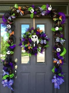 a facebook page with a halloween wreath on the front door and an image of jack skelling