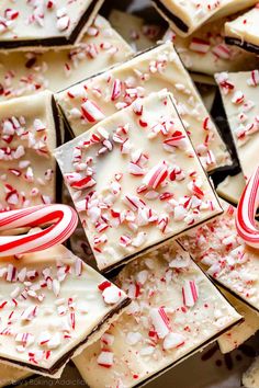 white chocolate with peppermint candy canes and crushed marshmallows on top