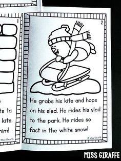 two bookmarks with pictures of children's books about snowboarding and how to use them