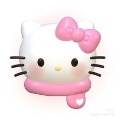 a hello kitty with a pink scarf around it's neck and eyes, on a white background