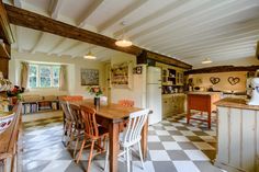 the kitchen is clean and ready to be used as a dining room or living area