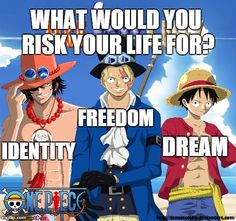 two anime characters are standing next to each other with the caption, what would you risky your life for?