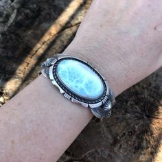 Chimney Butte Navajo Larimar & Sterling Silver Bracelet Cuff – Nizhoni Traders LLC