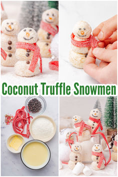 coconut truffle snowmen are made with marshmallows and other ingredients