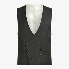 This refined double-breasted waistcoat is tailored slim with an 8-on-2 closure from pure wool. Tailored Wool Vest For Semi-formal Occasions, Sleeveless Business Outerwear With Button Closure, Tailored Office Vest For Winter, Tailored Winter Vest For Office, Fitted Double-breasted Three-piece Suit For Work, Elegant Business Vest With Buttons, Fitted Double-breasted Three-piece Suit With Button Closure, Fitted Double-breasted Three-piece Suit, Modern Fitted Vest For Formal Occasions