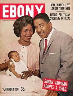 an old ebony magazine cover with a man and woman holding a baby