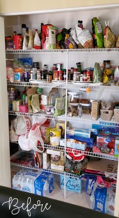 the pantry is stocked with all kinds of food