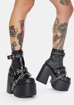 Shoes Platform Boots, Thigh High Platform Boots, Demonia Boots, Demonia Shoes, Wrap Boots, Boots Combat, Shoes Boots Heels